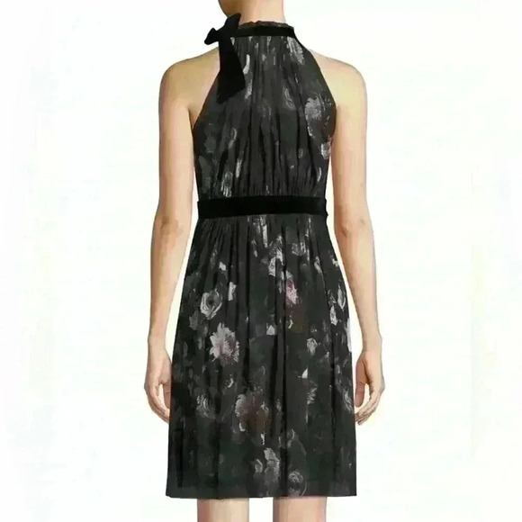 FUZZI Whimsigoth Fairy Feminine Velvet Floral Trim Tie Neck Flare Tulle Mesh M - Picture 4 of 15